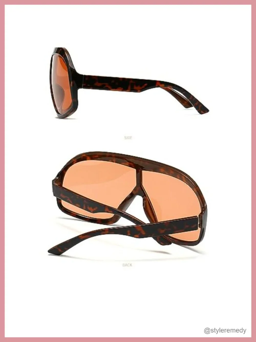 Oversized Square Sunglasses UV400 Shield Plastic Frame Unisex Retro Eyewear